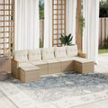 Conjunto de Muebles de Jardín Esquina en Beige, 7 Piezas con Almacenamiento