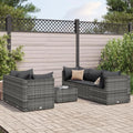 Conjunto de Muebles de Jardín de Ratán Gris, Sofá Modular de Terraza para Balcón, 6 Piezas