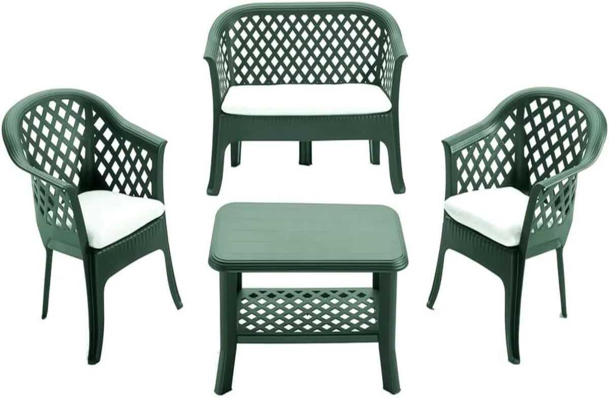 Conjunto de Muebles de Exterior Verde con Cojines