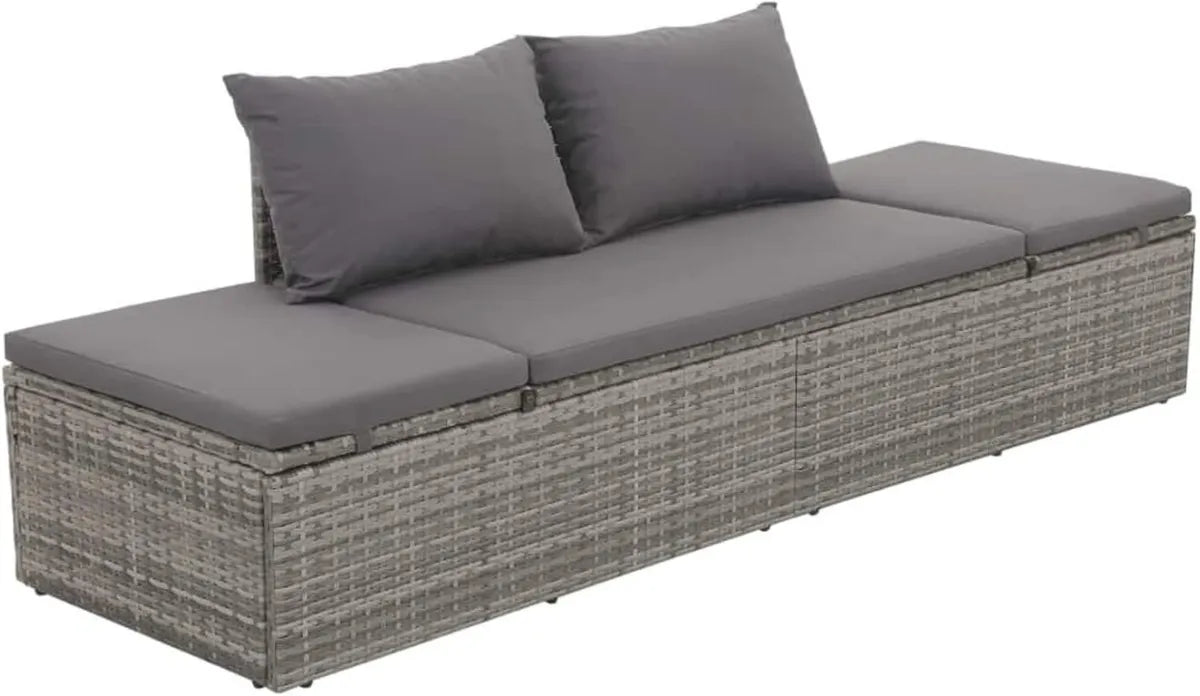 MOONAIRY Cama Balinesa Exterior de Ratán Sintético Gris 195x60 cm