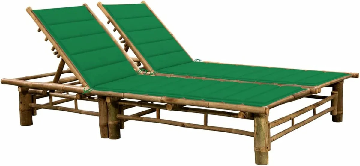 Tumbona de Jardín para 2 Personas con Cojines de Bambú