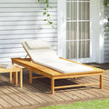 Tumbona de Madera de Acacia con Cojín y Almohada para Jardín y Playa