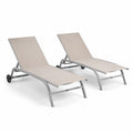 Conjunto de Dos Tumbonas de Exterior de Aluminio y Poliéster Beige 200 cm