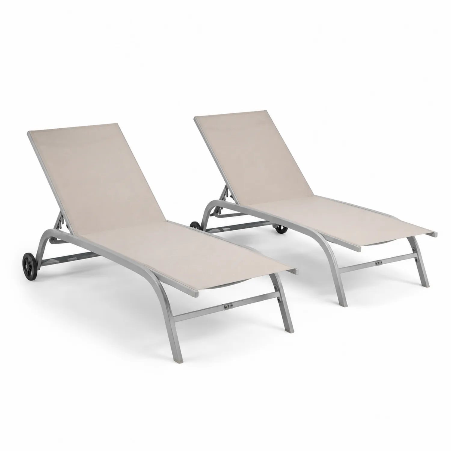 2er-Set Outdoor-Liegen aus Aluminium und Polyester in Beige, 200 cm