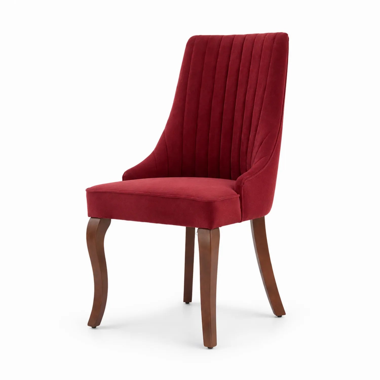 Silla de terciopelo rojo con patas de madera