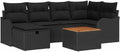 Conjunto Modular de Sofás de Jardín 7 Piezas en Ratán Sintético Negro