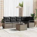 Conjunto de sofás modulares para jardín, 6 piezas, ratán sintético resistente, cojines confortables y almacenamiento, color gris claro