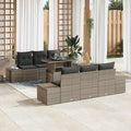 Conjunto de Sofás de Jardín 7 Piezas Ratán Sintético con Cojines, Muebles Modulares para Terraza y Balcón, Exterior Resistente al Clima, Gris