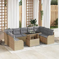 Conjunto de Sofás de Jardín de 10 Piezas en Ratán Sintético Beige, Resistente a UV, Muebles Modulares para Terraza