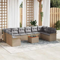 Conjunto de Sofás Modulares de Ratán Sintético para Jardín, Resistentes a UV, 11 Piezas