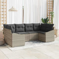 Conjunto de Muebles de Jardín 6 Piezas, Ratan Sintético Gris Claro y Acero, Almacenamiento Integrado