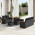 Conjunto de Sofás de Jardín de Ratán Negro, 8 Piezas con Cojines, Modular para Terraza y Balcón, Resistente a UV