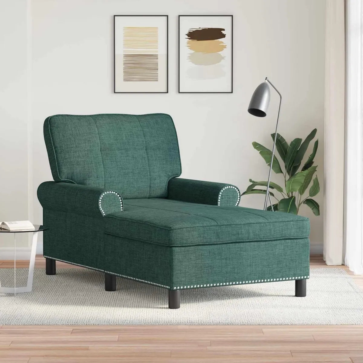 Tumbona Reclinable con Cojín Verde Oscuro, 91x157x91 cm