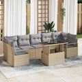 Conjunto de 8 Sofás de Jardín de Polirratán, Acero Revestido, Beige y Gris Claro, 100x55x73 cm, Muebles Modernos de Exterior para Patio