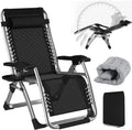 Silla Reclinable Exterior Aluminio de Gravedad Cero con Cojín y Portavasos, Capacidad 240KG, Ideal para Jardín, Terraza y Playa