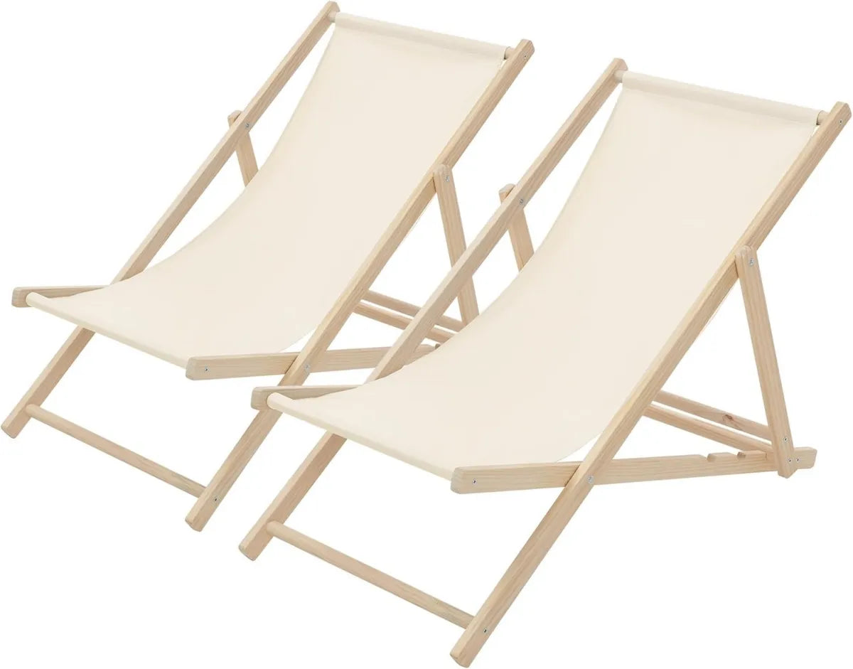 Conjunto de 2 tumbonas plegables ajustables beige para exterior