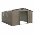 Cobertizo de acero galvanizado 370x319x178 cm Marrón