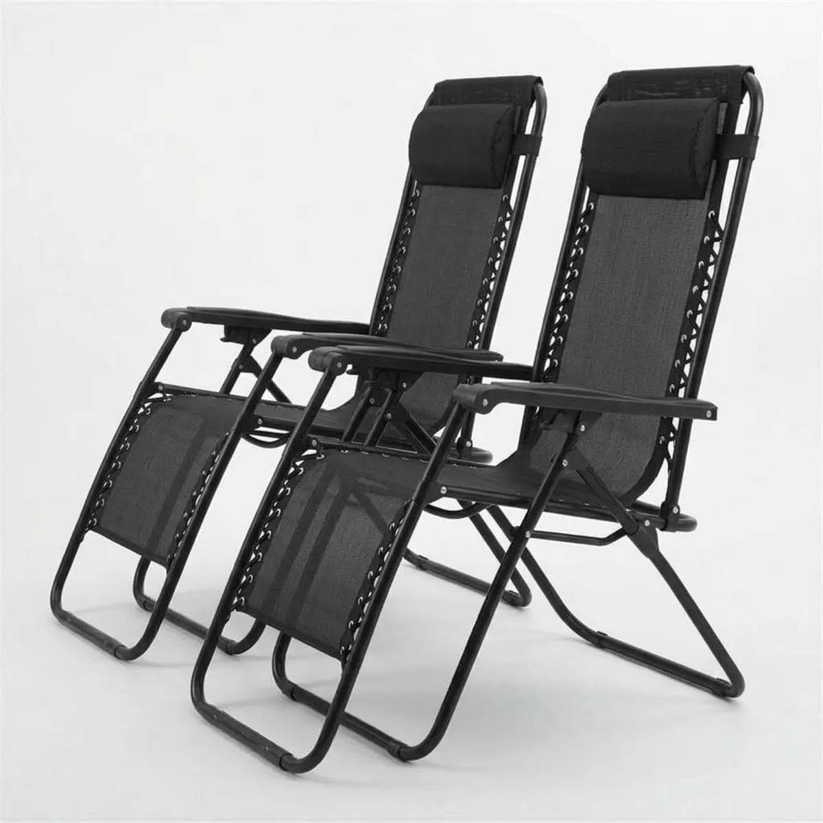 Pack de 2 Sillas Hamaca Plegables con Cojín para Exterior - Negro