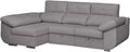 Sofá Modular 3 Plazas con Chaise Longue Izquierda, Asientos Ajustables, 280 cm - Ceniza