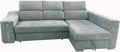 Sofá Chaiselongue Cama Carla Derecha con Arcón y Taburetes, Tapizado Gris