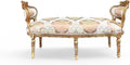 Sofá Royal Accent Tapizado en Terciopelo Floral Camel, Estilo Antiguo Italiano, 2 Plazas