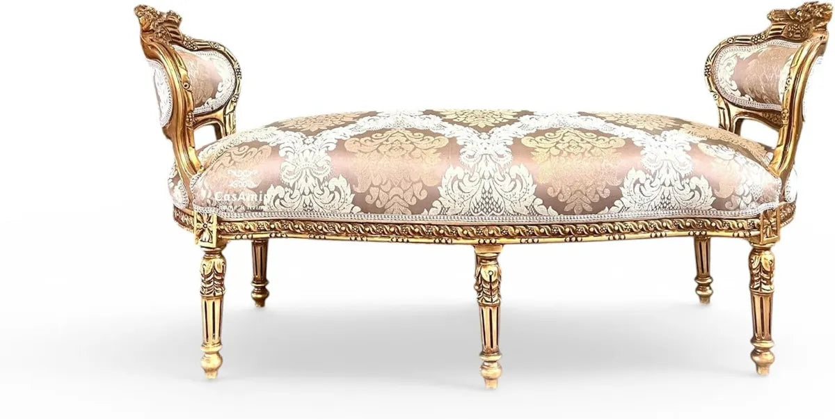 Sofá Royal Accent Tapizado en Terciopelo Floral Camel, Estilo Antiguo Italiano, 2 Plazas
