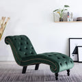 Sofá Chaise Longue Ergonómico de Terciopelo Verde con Respaldo y Reposabrazos para Relax