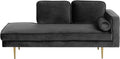 Sofá Chaise Longue de Terciopelo Negro con Patas Metálicas Modernas Miramas - Versión Derecho