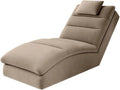 Sofá Chaise Longue de Lujo de Terciopelo Marrón Claro con Almohada