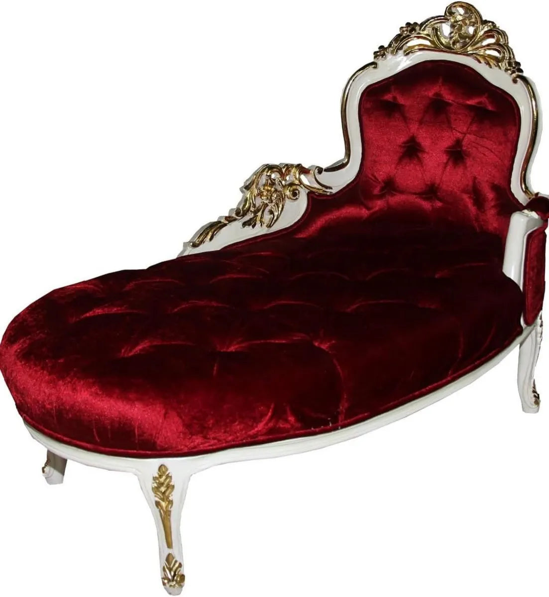 Sofá Barroco para Dama Borgoña/Crema/Dorado de 125 cm