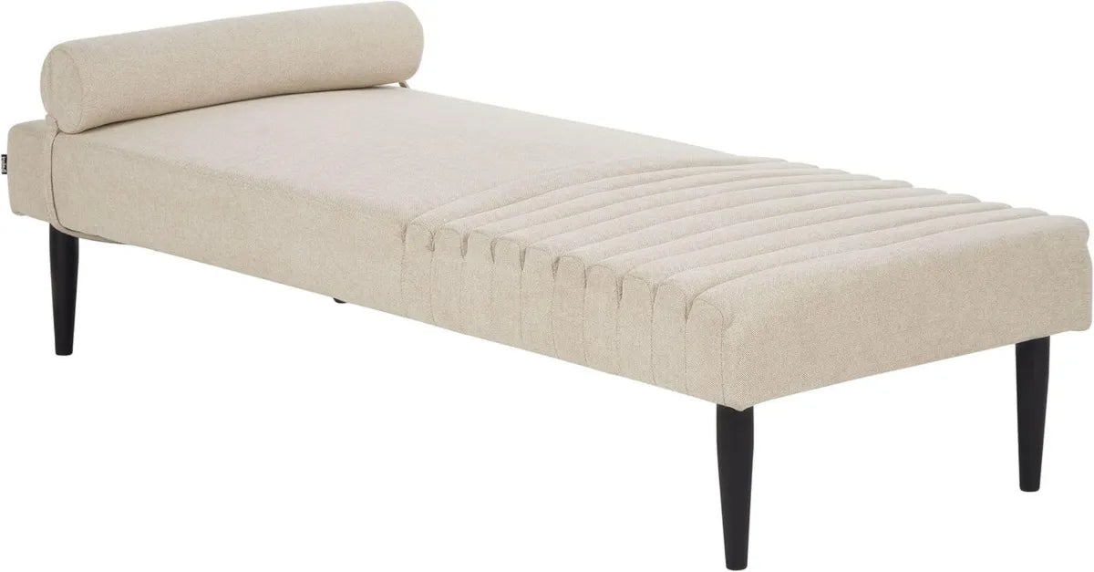 Sofá Chaise Longue Minimalista en Tela Beige para Sala de Estar