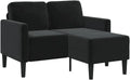 Sofá chaise longue de terciopelo negro, 2 plazas, moderno, para salón o dormitorio