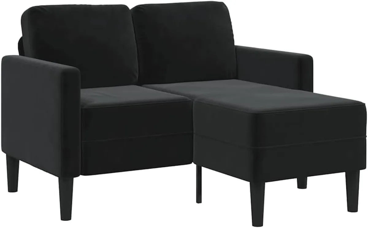 Sofá chaise longue de terciopelo negro, 2 plazas, moderno, para salón o dormitorio
