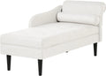 Sofá Chaise Longue Moderno de Tela con Cojín y Patas de Madera en Crema