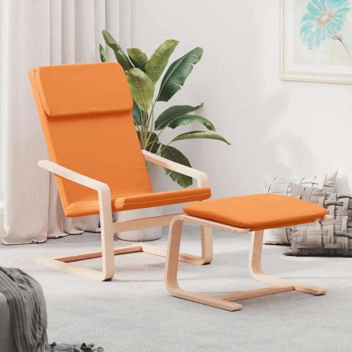 Sillón Relax con Reposapiés Moderno en Tela Amarilla