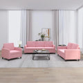Conjunto de Sofás Chaiselongue Modernos de Terciopelo Rosa - 3 Piezas