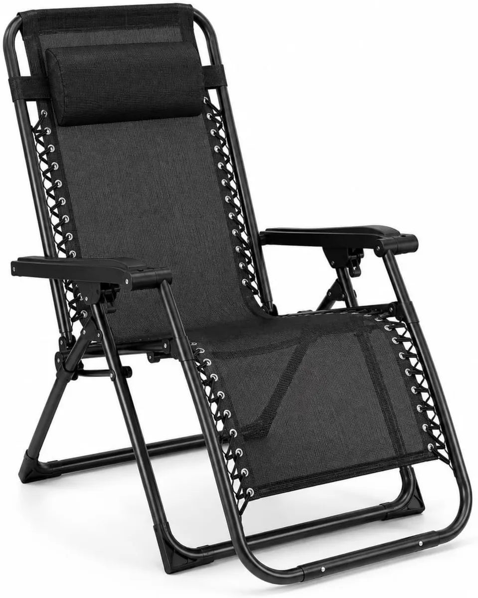 Tumbona Reclinable de Gravedad Cero Negra para Exterior