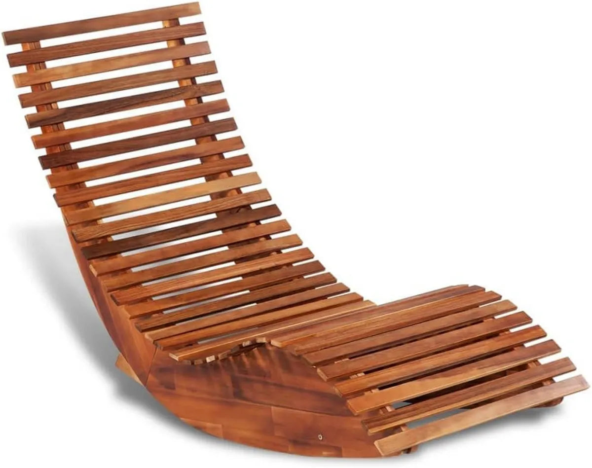 Silla Mecedora de Madera de Acacia para Jardín y Terraza