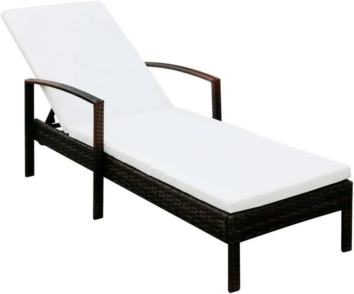 Tumbona con Respaldo Ajustable en Resina Trenzada Marrón para Exterior