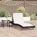 Conjunto de 2 Tumbonas Reclinables de Polirratán con Mesa, Negro y Blanco, para Jardín y Playa