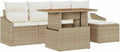 Conjunto de Sofás de Jardín Modular Beige y Crema para Exterior - 6 Piezas, Duradero y Resistente a UV