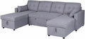 Sofá Cama Chaise Longue Ucero 3 Plazas con Almacenaje Doble, Tejido Antimanchas Gris