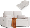 Sofá Cama Xbro 2 Plazas, Convertible 3 en 1 con Bolsillos, Terciopelo Beige
