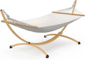 Hamaca XL con Soporte Metálico y Tela Natural Efecto Madera