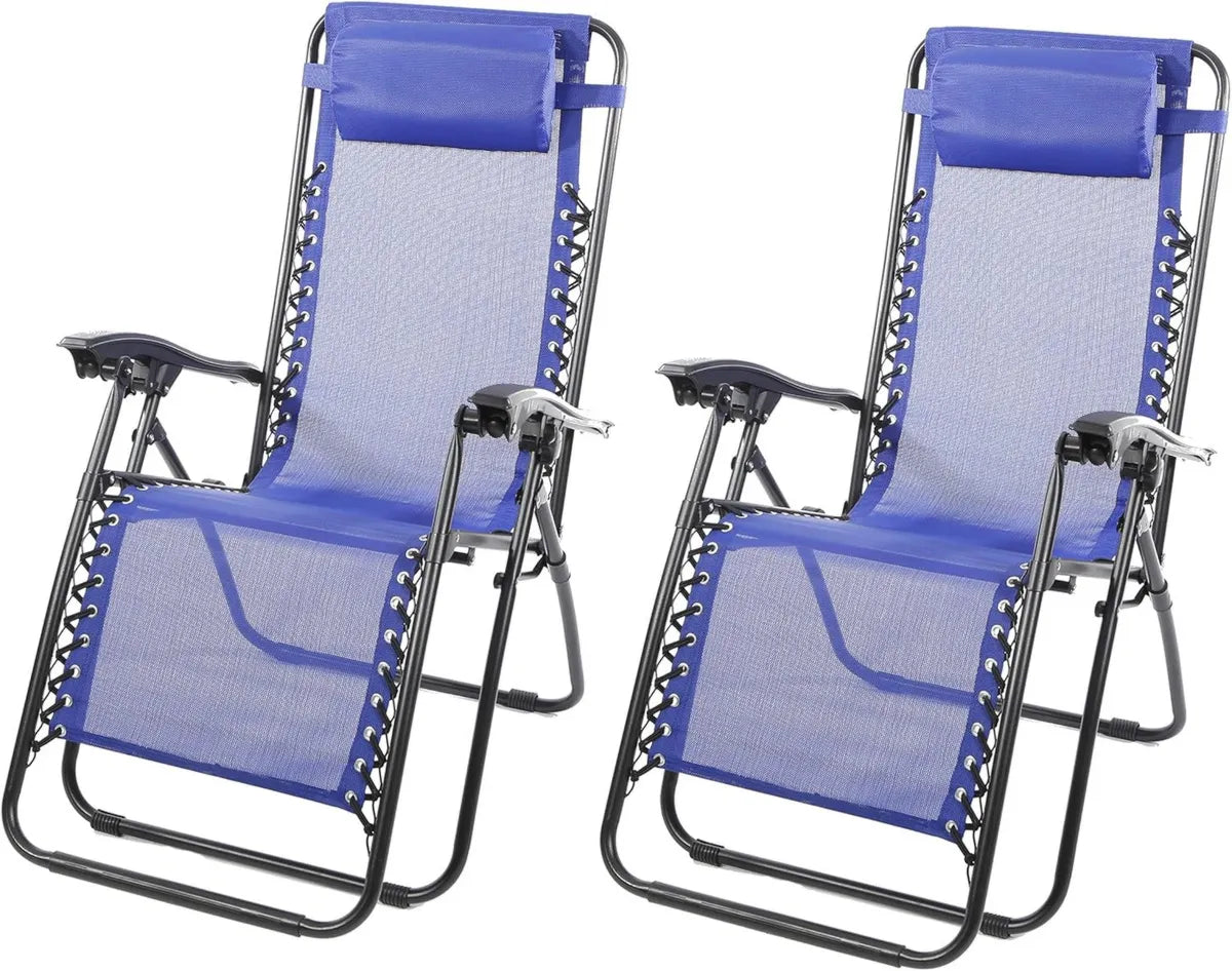 Conjunto de 2 tumbonas reclinables con cojín ajustable para exteriores