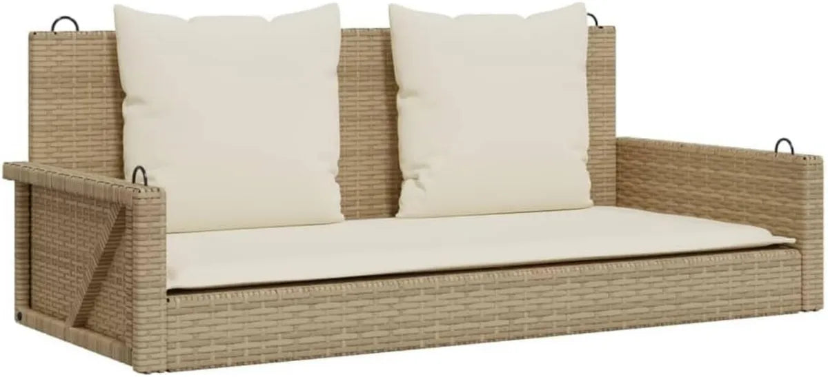 Columpio de Jardín en Poliratán Beige con Cojín