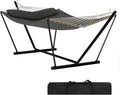 Hamaca Doble Acolchada con Soporte, 204 kg Capacidad, Color Gris Oscuro