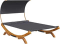 Tumbona de Madera con Techo Antracita para Jardín y Terraza, 165x203x126 cm