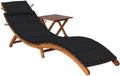 Tumbona de Madera de Acacia con Mesa y Cojín para Jardín y Playa