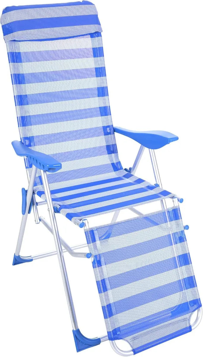 Silla Tumbona Azul Plegable de Aluminio para Exterior